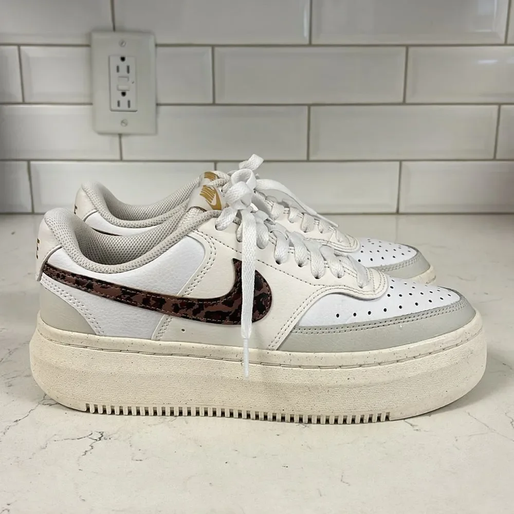 Nike Court Vision Alta Platform Shoes White Leopard DO2791 100 Women Size 8.5
